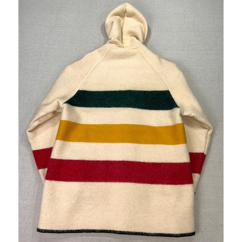 Vintage Woolrich Woman's Large Wool Blend Hooded Stripe Coat Multi Color USA - Picture 8 of 8